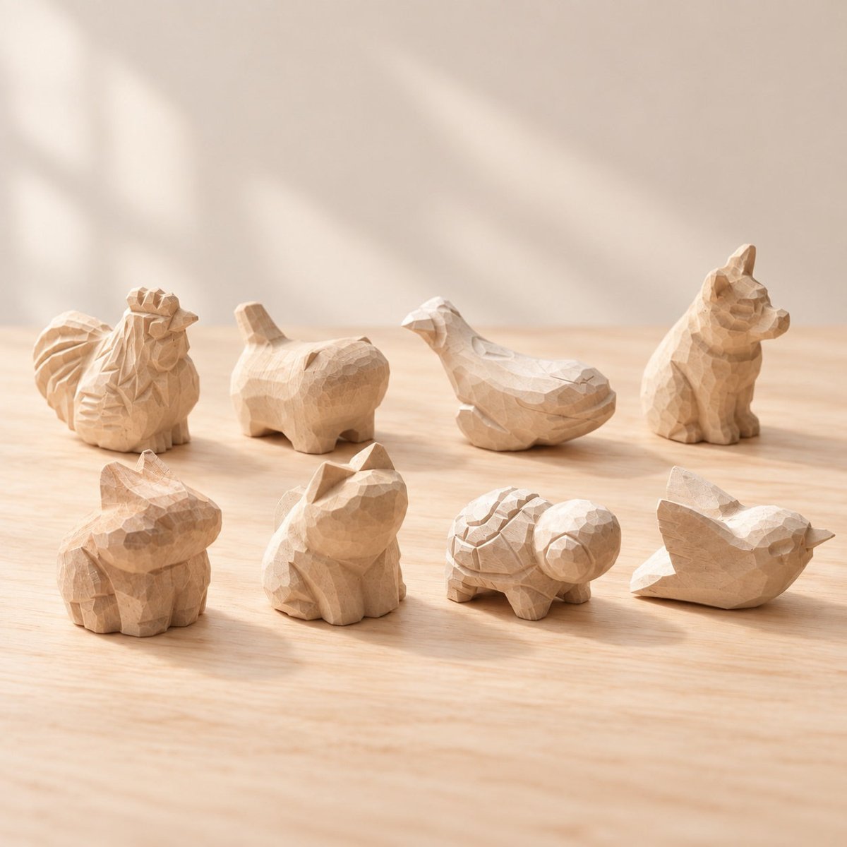 Hand-carved wooden animals painting kit