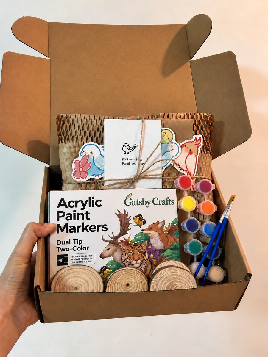 Hand-Carved Wooden Bird Painting Kit