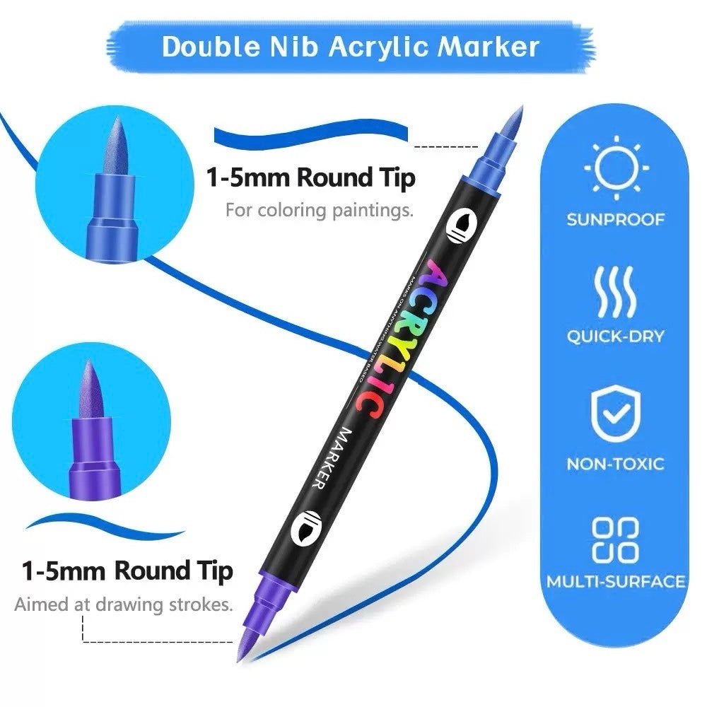 12 Dual-Tip Acrylic Markers